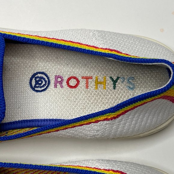 Rothy’s | Limited Edition The Original Slip On Sneaker in White, Rainbow Stripe - Picture 5 of 8